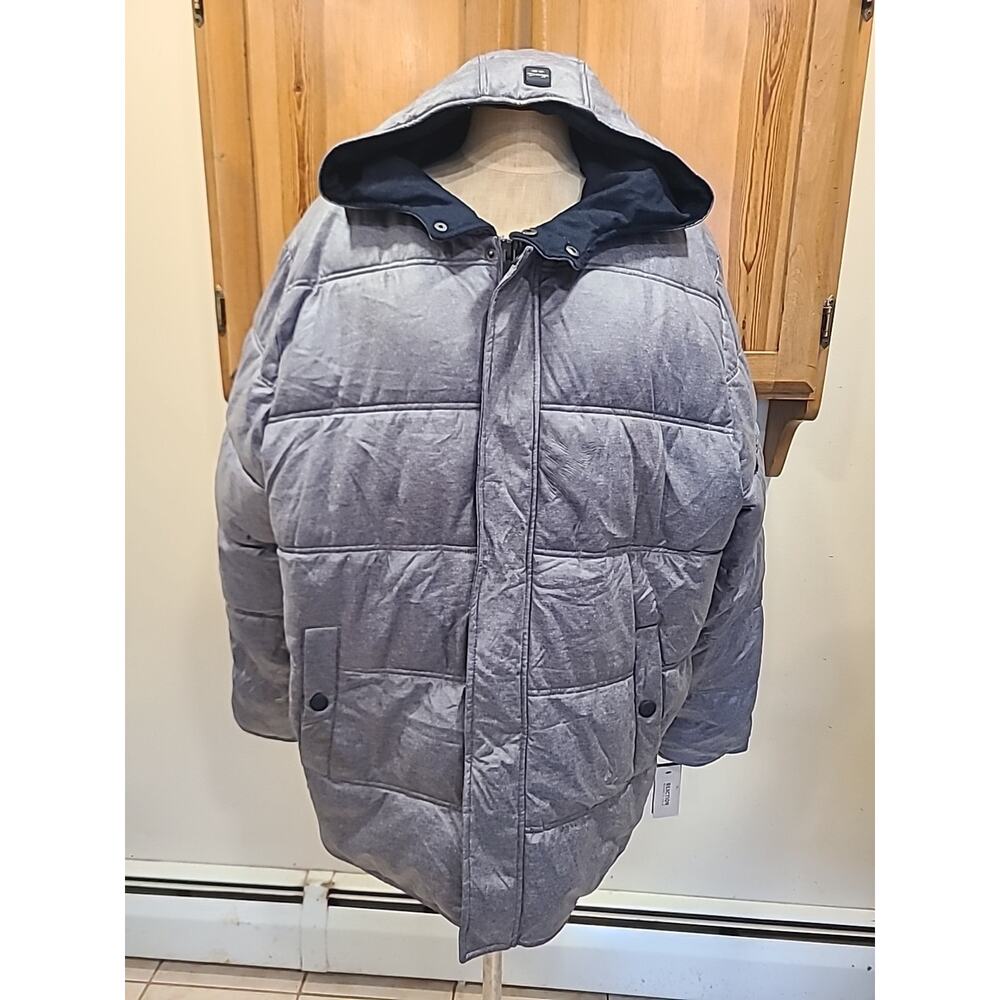 Kenneth Cole Reaction Jacket Men's Size XXL Gray Puffer Full Zip Hooded